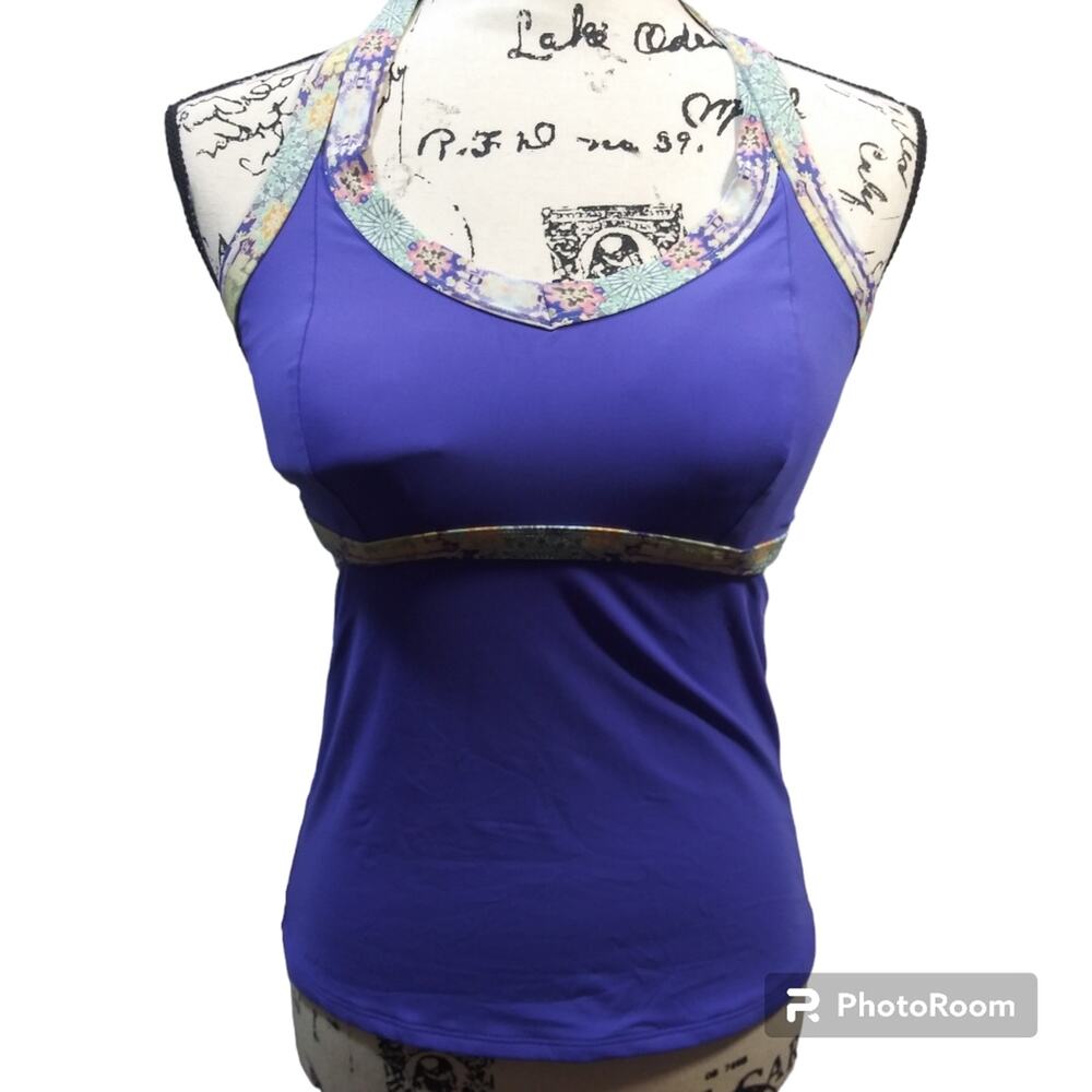 Calia Purple Strappy Tankini Swim Top Size Small
